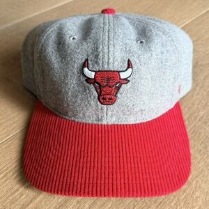 NEW Chicago Bulls '47 Corduroy Wool Snapback Hat Red Gray Embroidered‎ NBA $45